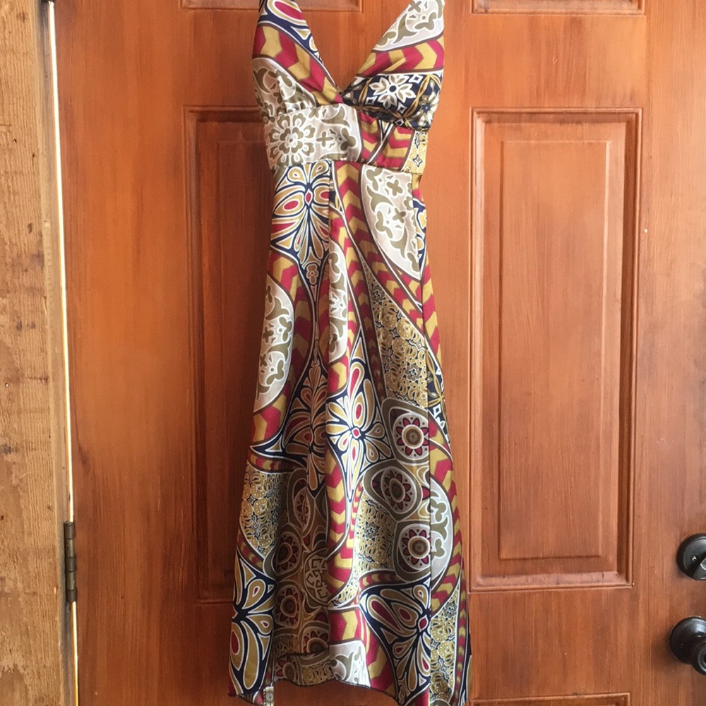 Boho satin hippie dress